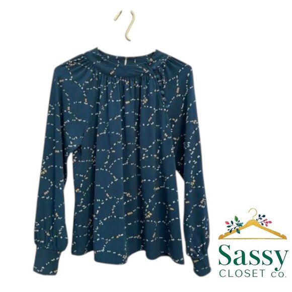 ANN TAYLOR Blouse – Dark Teal, Button Sleeve Detail, Size MP - Picture 1 of 6